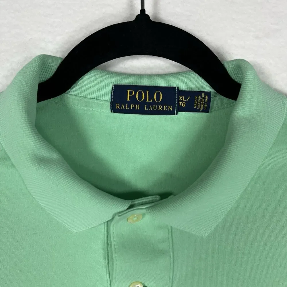 Polo Ralph Lauren Mens XL Mint Green Pink Pony Soft Cotton Polo Shirt